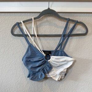 Cider Blue and White Ruffled Bralette